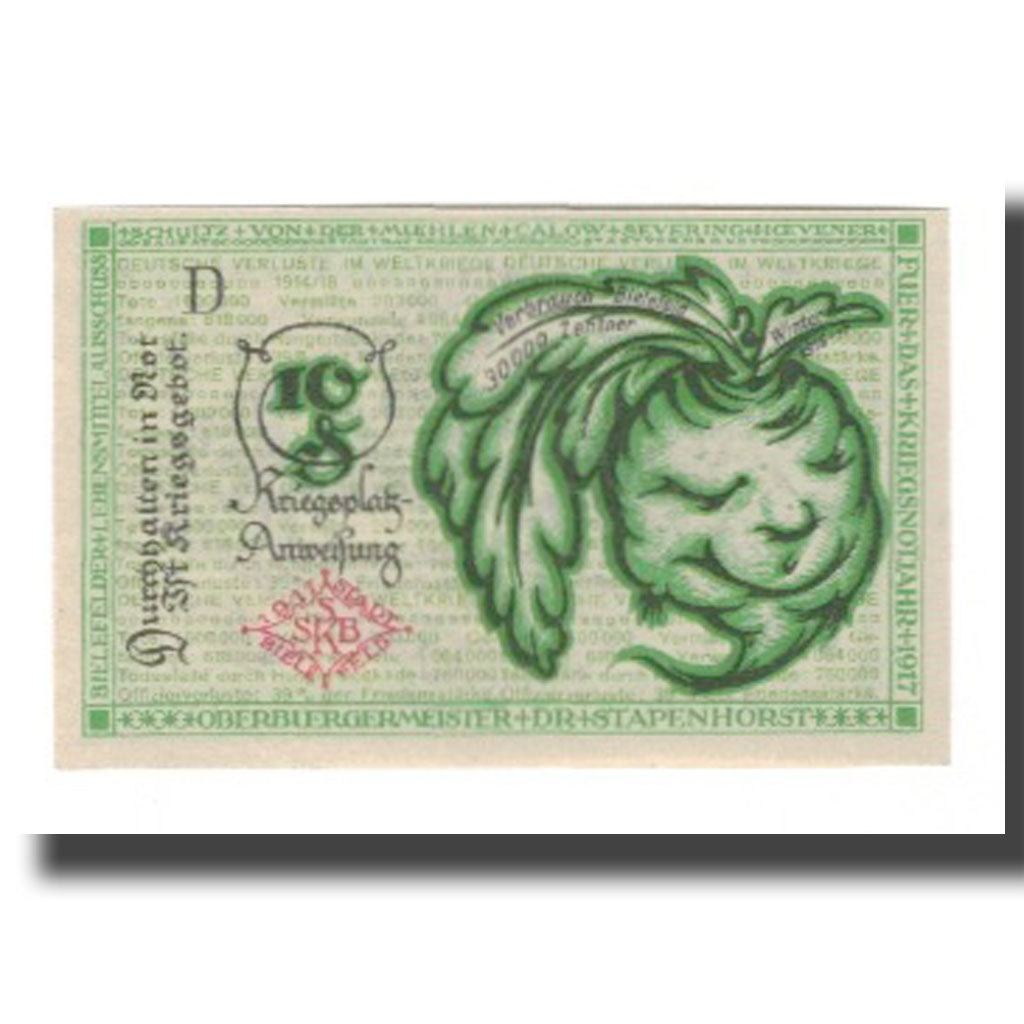 Banknote, Germany, Bielefeld Stadt, 10 Pfennig, Texte 3, 1921, 1921-04-01
