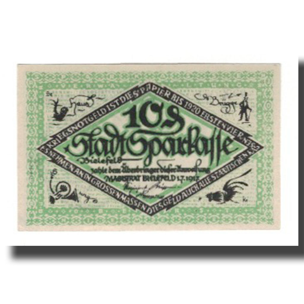 Billet, Allemagne, Bielefeld Stadt, 10 Pfennig, Texte  5, 1921, 1921-04-01, SUP