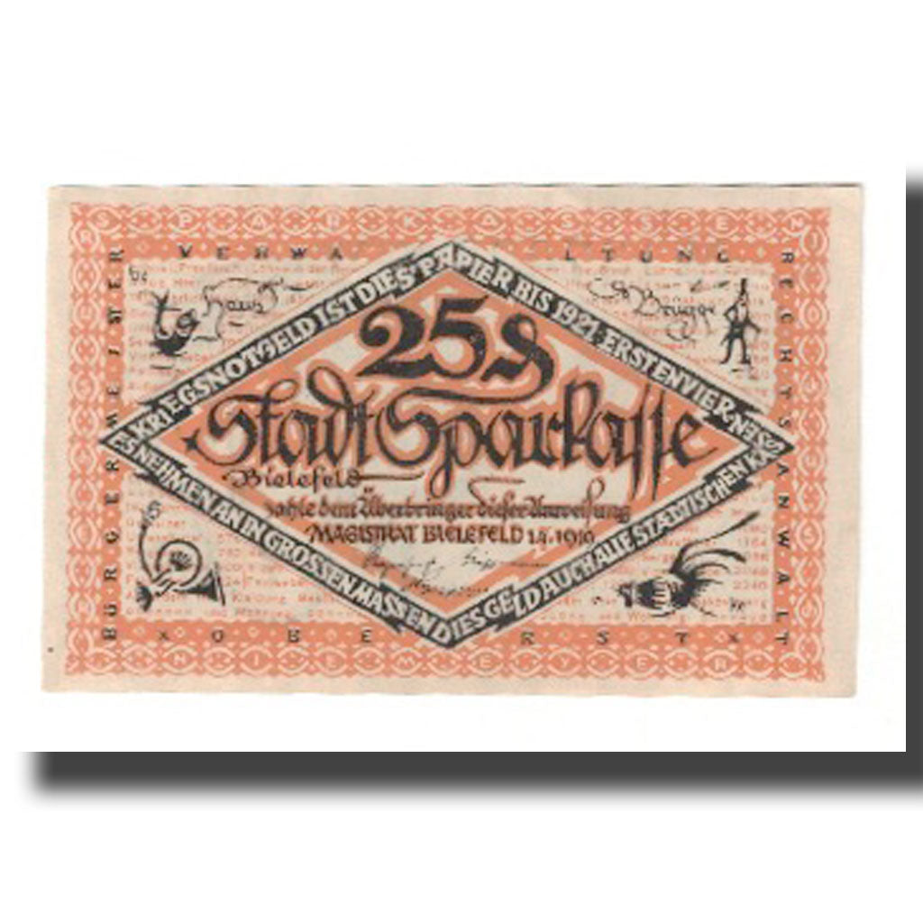 Banknote, Germany, Bielefeld Stadt, 25 Pfennig, Texte, 1921, 1921-04-01