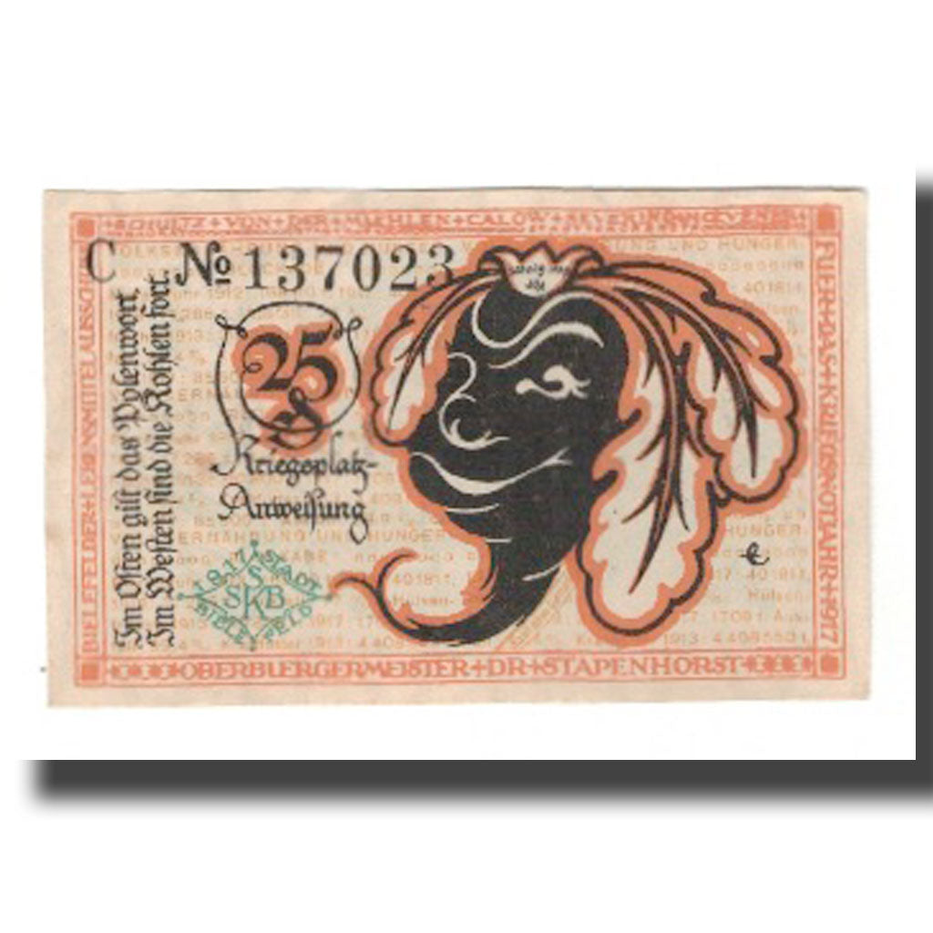 Banknote, Germany, Bielefeld Stadt, 25 Pfennig, Texte, 1921, 1921-04-01
