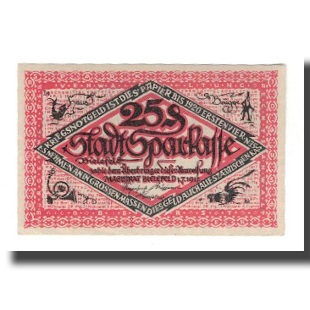 Banknote, Germany, Bielefeld Stadt, 25 Pfennig, Texte 2, 1921, 1921-04-01