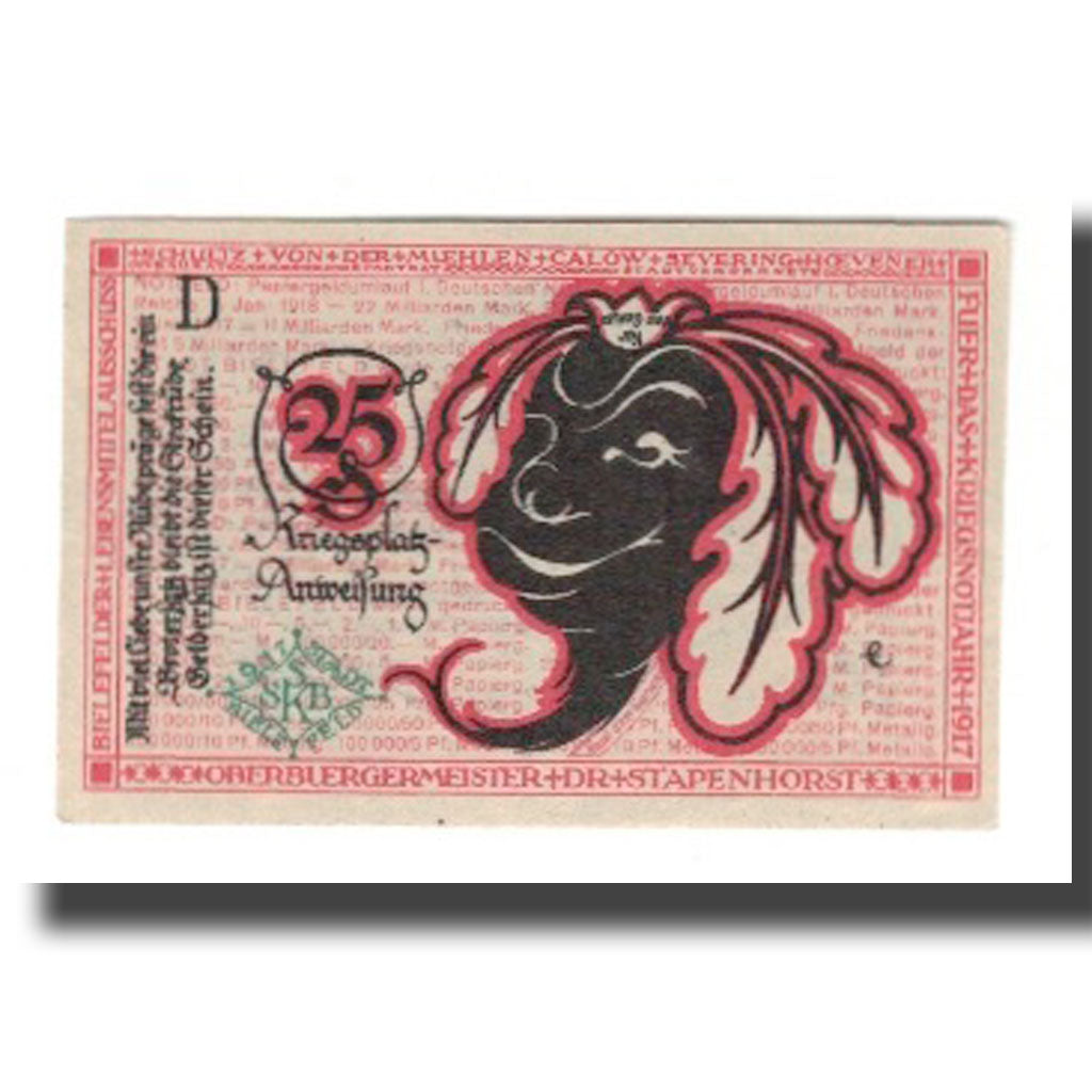 Banknote, Germany, Bielefeld Stadt, 25 Pfennig, Texte 2, 1921, 1921-04-01