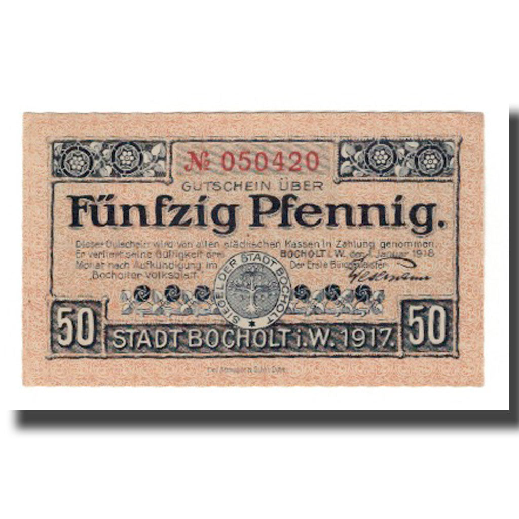 Billete, Alemania, Bocholt Stadt, 50 Pfennig, batiment 1, 1918, 1918-01-01, EBC