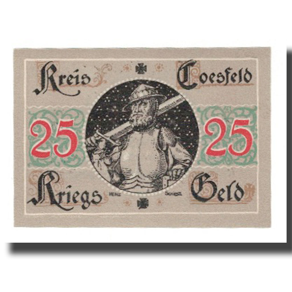 Billete, Alemania, Coesfeld Kreis, 25 Pfennig, personnage 1, Undated (1919)