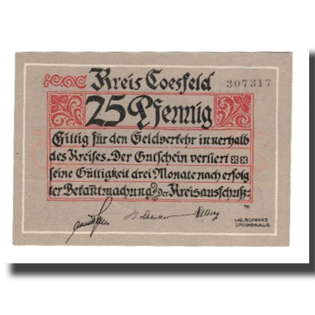 Banknote, Germany, Coesfeld Kreis, 25 Pfennig, personnage 2, Undated (1919)