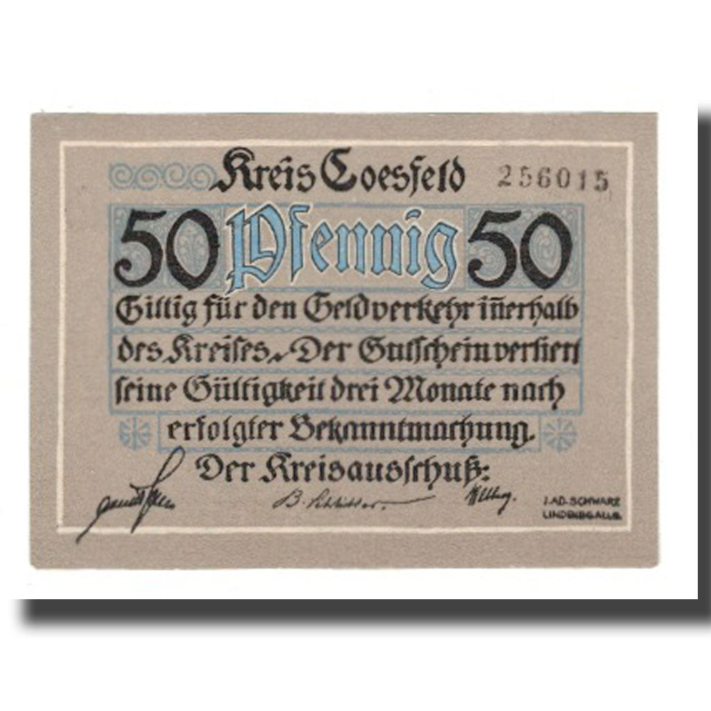 Banknote, Germany, Coesfeld Kreis, 50 Pfennig, personnage, Undated (1919)