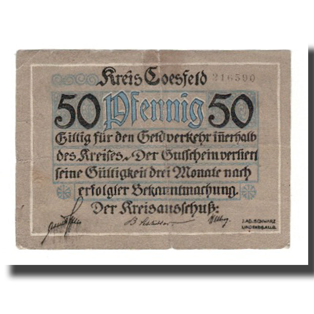 Billete, Alemania, Coesfeld Kreis, 50 Pfennig, personnage 2, Undated (1919), BC