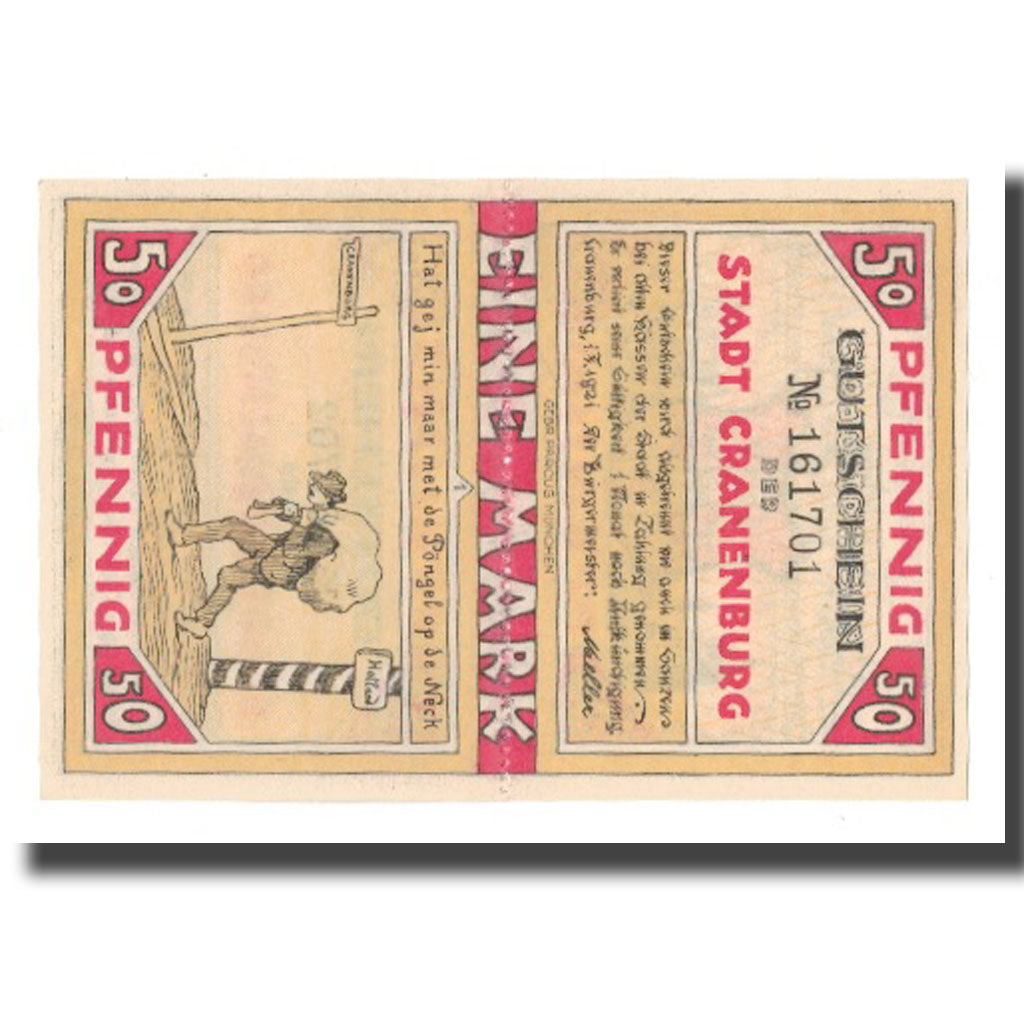 Billete, Alemania, Cranenburg Stadt, 1 Mark, Blason, 1921, 1921-02-01, EBC