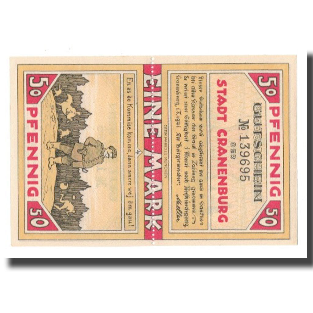 Geldschein, Deutschland, Cranenburg Stadt, 1 Mark, Blason 4, 1921, 1921-02-01