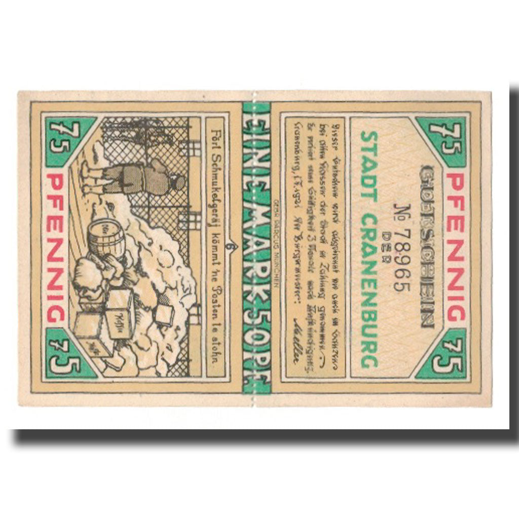 Banconote, Germania, Cranenburg Stadt, 1.5 Mark, Blason 2, 1921, 1921-02-01