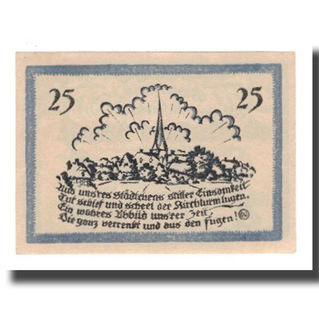 Banknot, Niemcy, Delbrück Stadt, 25 Pfennig, paysage, 1921, 1921-01-27