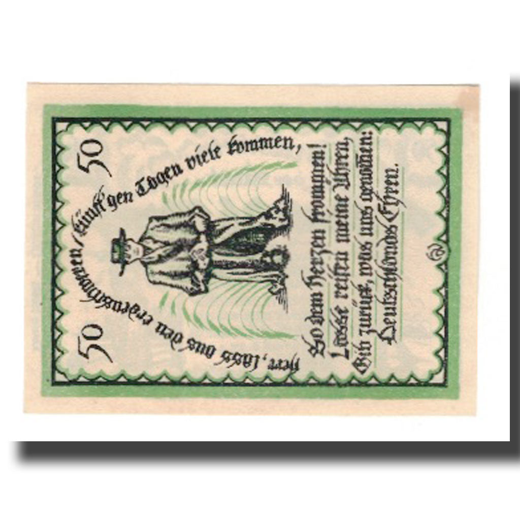 Banknote, Germany, Delbrück Stadt, 50 Pfennig, personnage, 1921, 1921-01-27