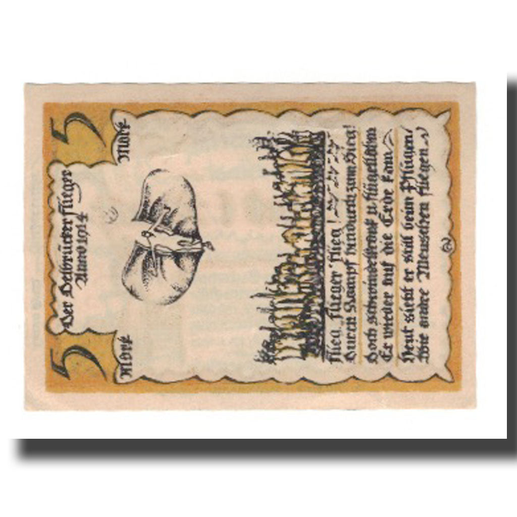 Banknot, Niemcy, Delbrück Stadt, 5 Mark, personnage, 1921, 1921-01-27