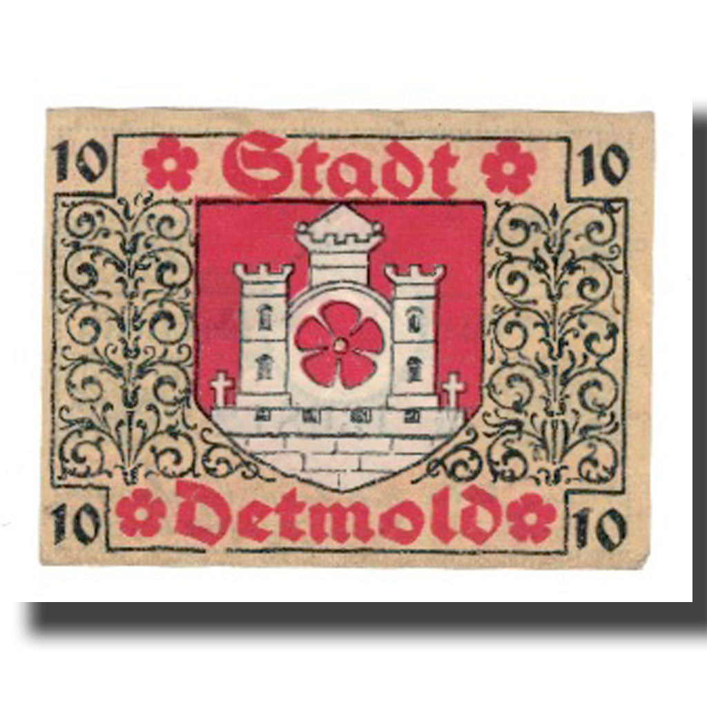 Banknot, Niemcy, Detmold Stadt, 10 Pfennig, Blason 1, 1920, AU(55-58)