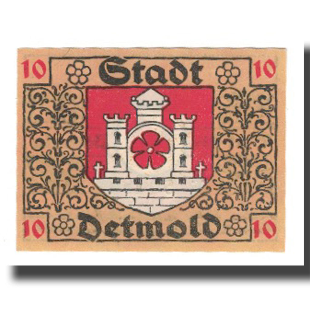 Geldschein, Deutschland, Detmold Stadt, 10 Pfennig, Blason 4, 1920, VZ