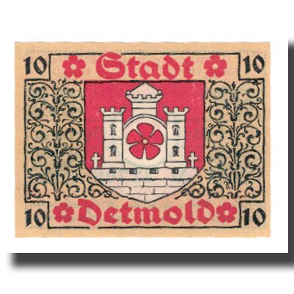 Geldschein, Deutschland, Detmold Stadt, 10 Pfennig, Blason 6, 1920, VZ