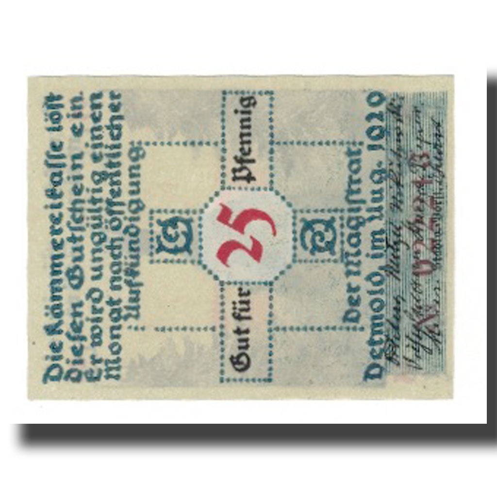 Geldschein, Deutschland, Detmold Stadt, 25 Pfennig, personnage, 1920, VZ