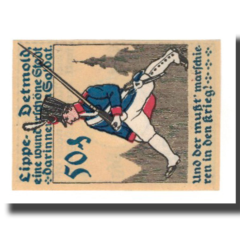 Banknot, Niemcy, Detmold Stadt, 50 Pfennig, personnage 1, 1920, AU(55-58)