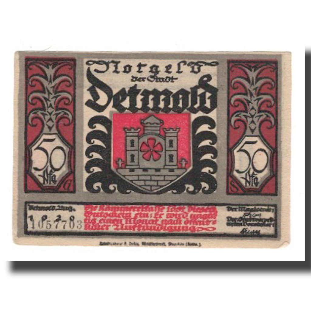 Banknote, Germany, Detmold Stadt, 50 Pfennig, personnage 5, 1920, AU(55-58)