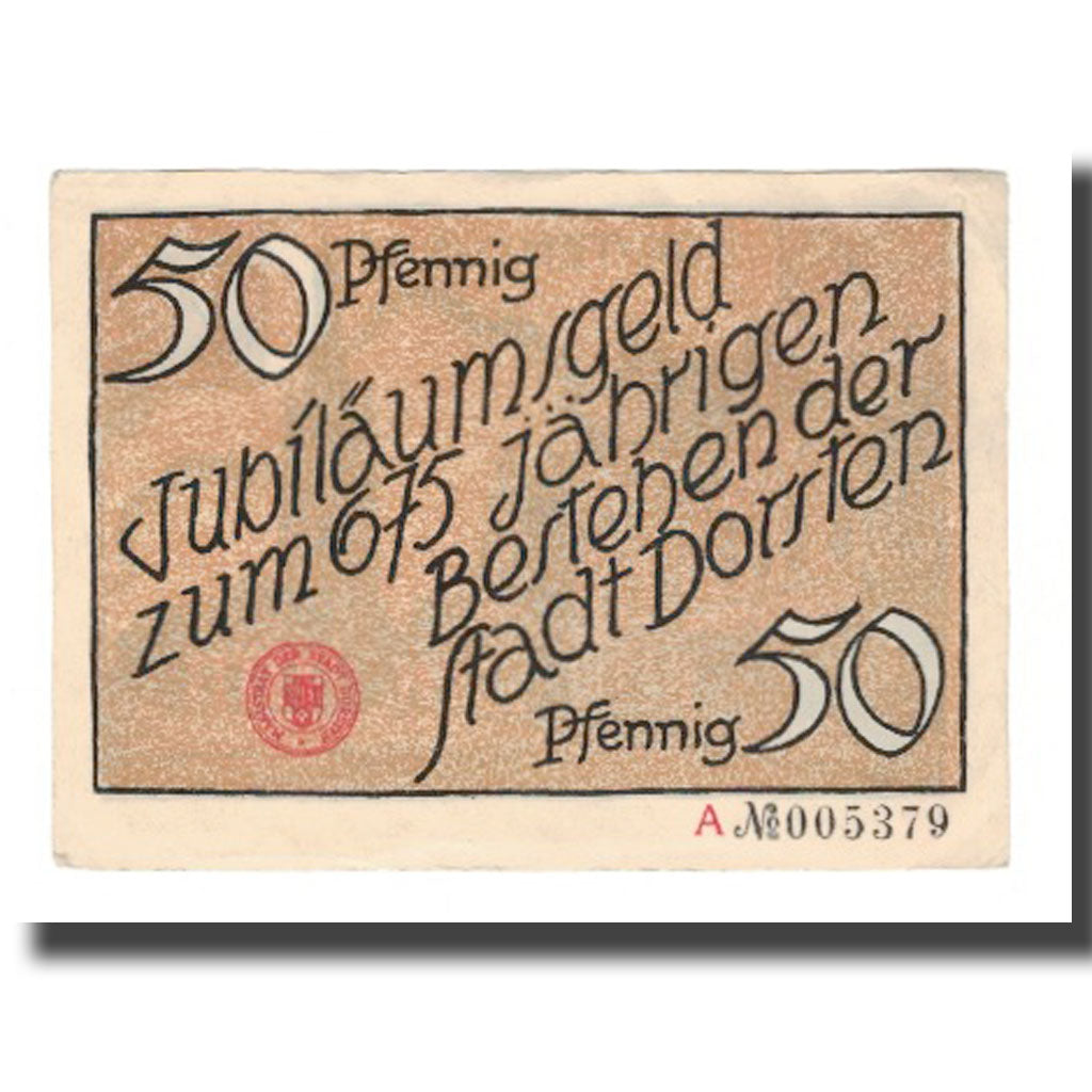 Banknot, Niemcy, Dorsten Stadt, 50 Pfennig, rue, Undated (1922), AU(50-53)
