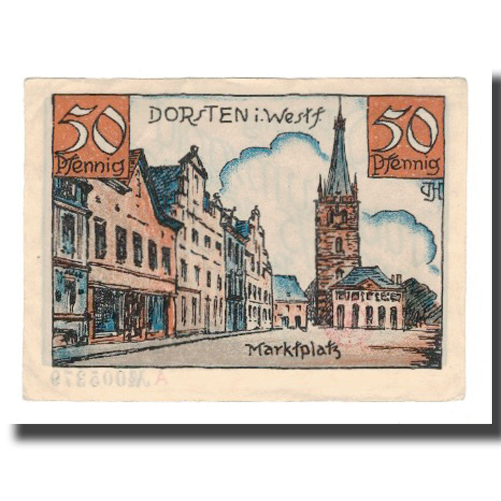 Banknot, Niemcy, Dorsten Stadt, 50 Pfennig, rue, Undated (1922), AU(50-53)