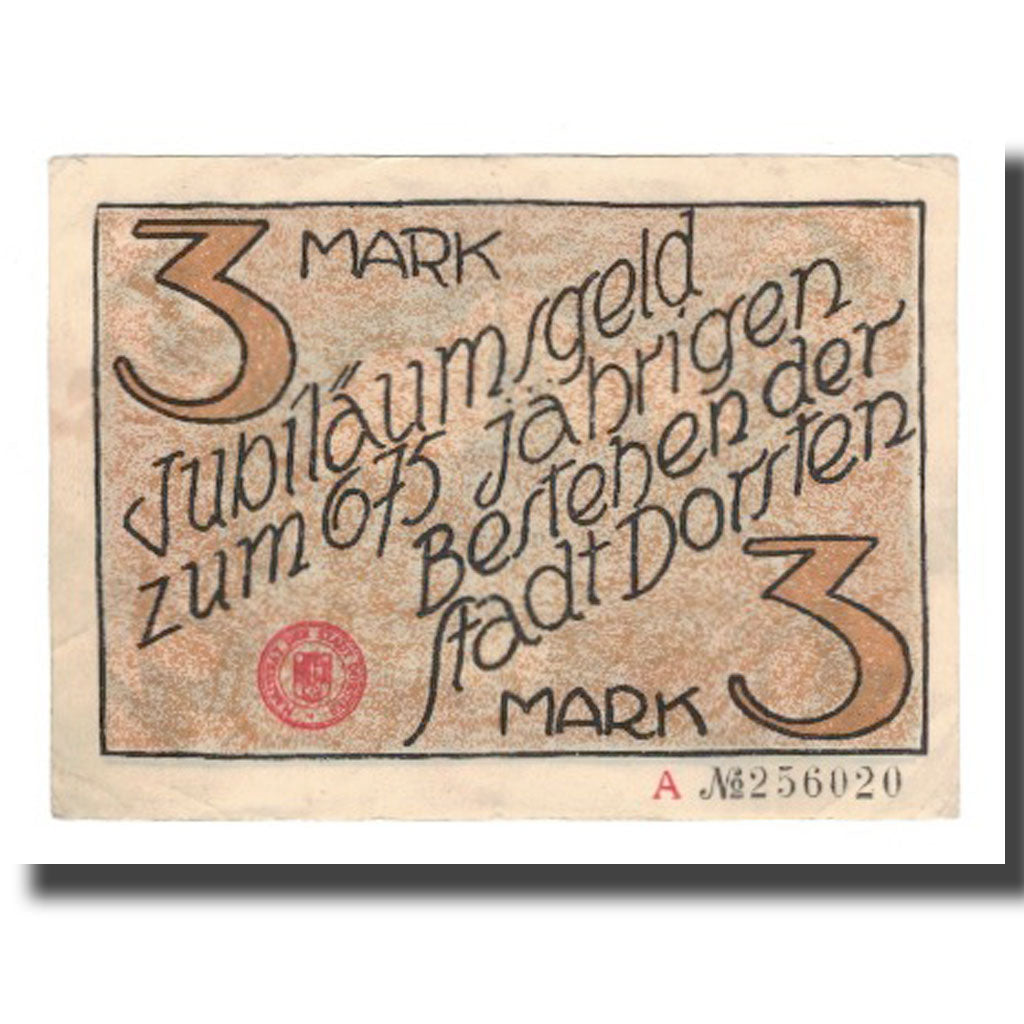 Billet, Allemagne, Dorsten Stadt, 3 Mark, paysage, Undated (1922), TTB+