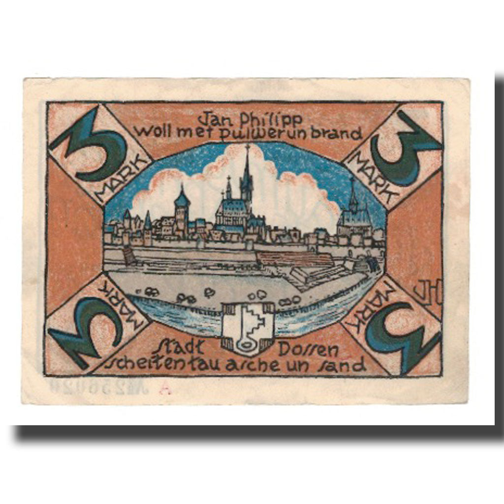 Billet, Allemagne, Dorsten Stadt, 3 Mark, paysage, Undated (1922), TTB+