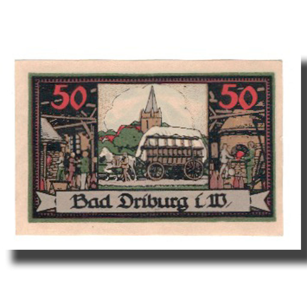 Geldschein, Deutschland, Driburg, Bad Spar und Darlehenskasse, 50 Pfennig