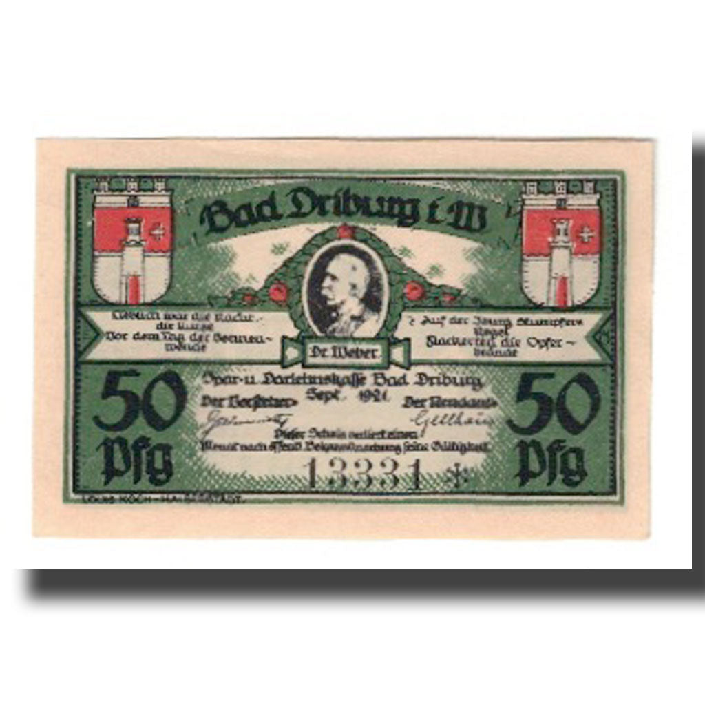Geldschein, Deutschland, Driburg, Bad Spar und Darlehenskasse, 50 Pfennig