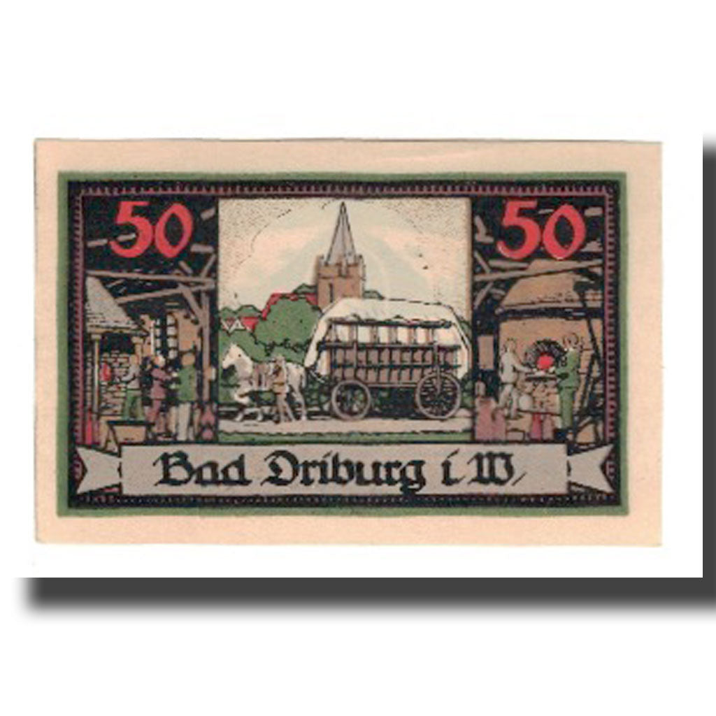 Geldschein, Deutschland, Driburg, Bad Spar und Darlehenskasse, 50 Pfennig