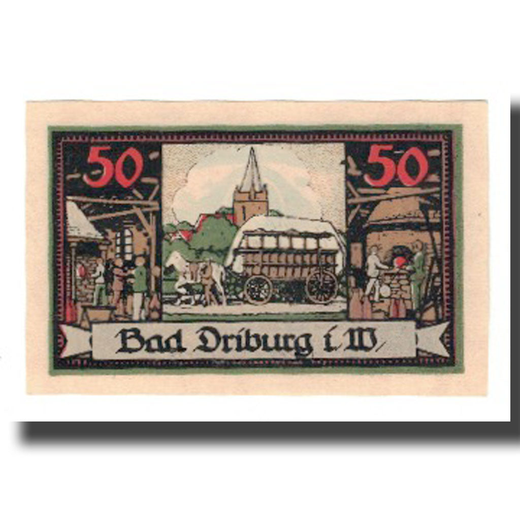 Geldschein, Deutschland, Driburg, Bad Spar und Darlehenskasse, 50 Pfennig