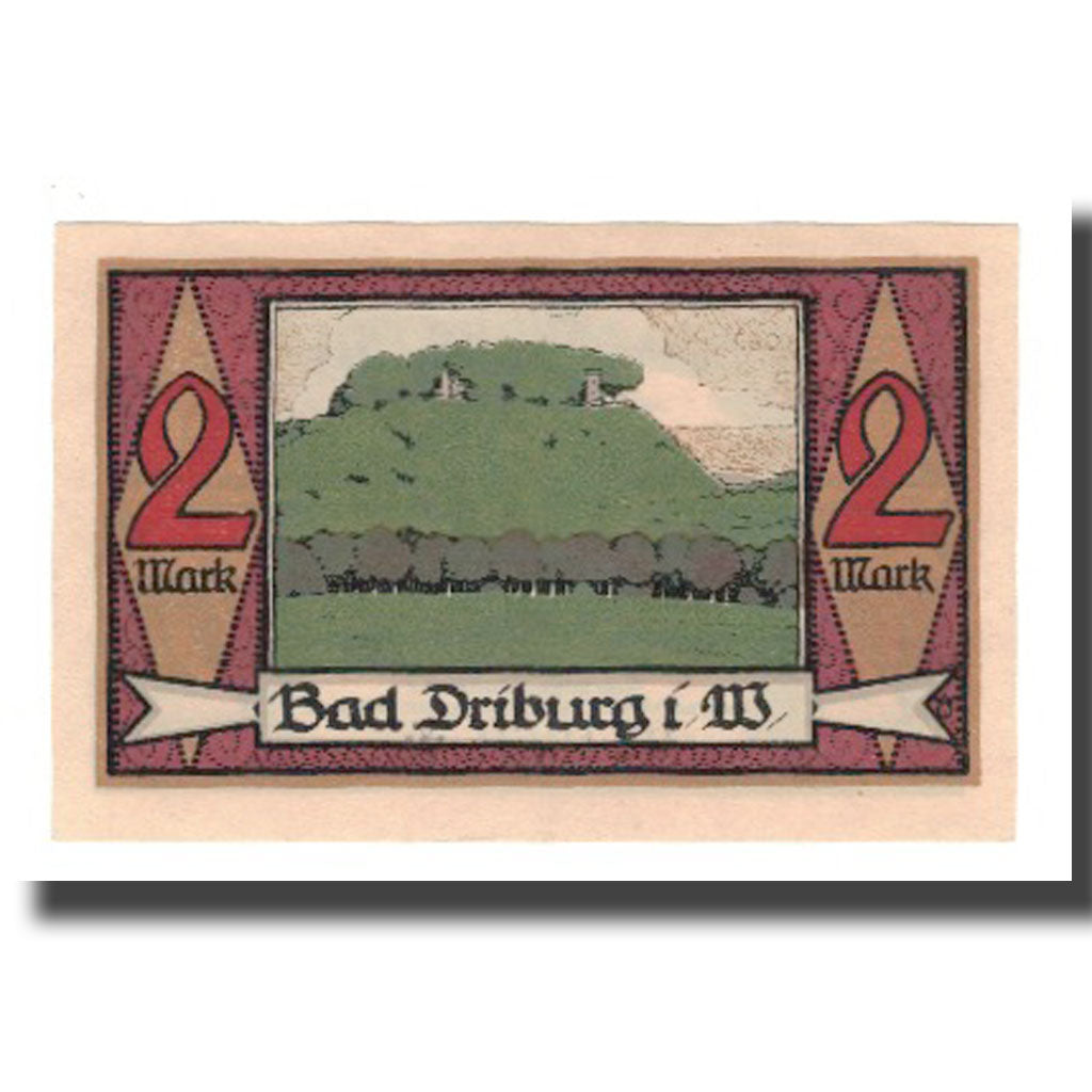 Biljet, Duitsland, Driburg, Bad Spar und Darlehenskasse, 2 Mark, paysage 1