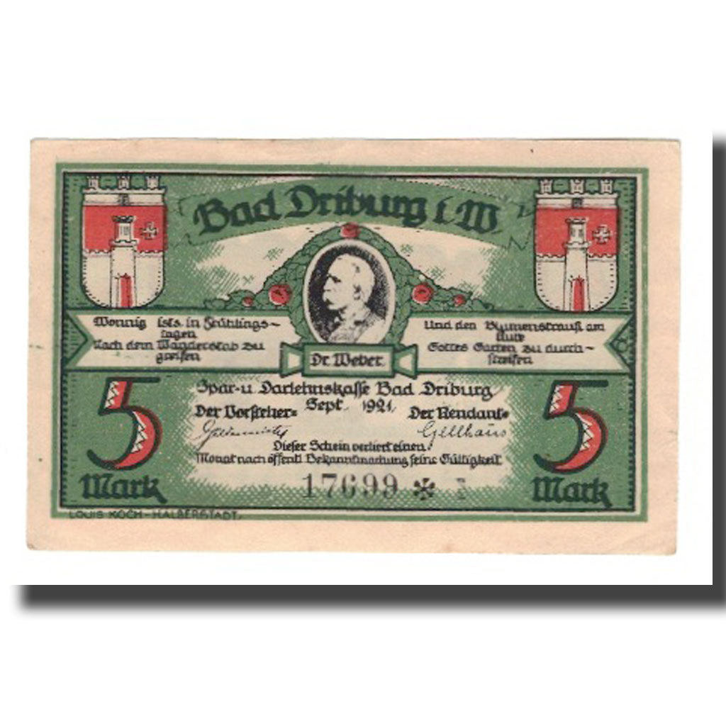 Banknote, Germany, Driburg, Bad Spar und Darlehenskasse, 5 Mark, personnage 1