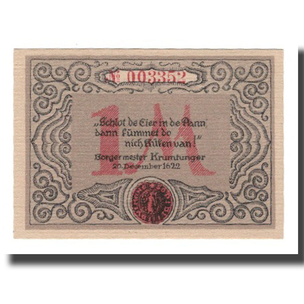 Banconote, Germania, Dülmen Stadt, 1 Mark, Texte, 1921, 1921-12-01, SPL-