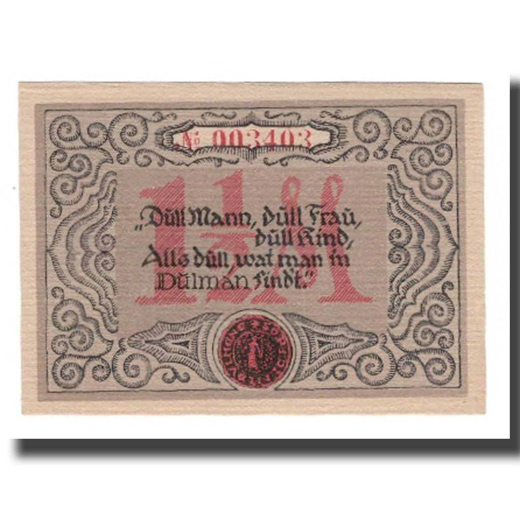 Nota, Alemanha, Dülmen Stadt, 1.5 Mark, Texte, 1921, 1921-12-01, AU(55-58)