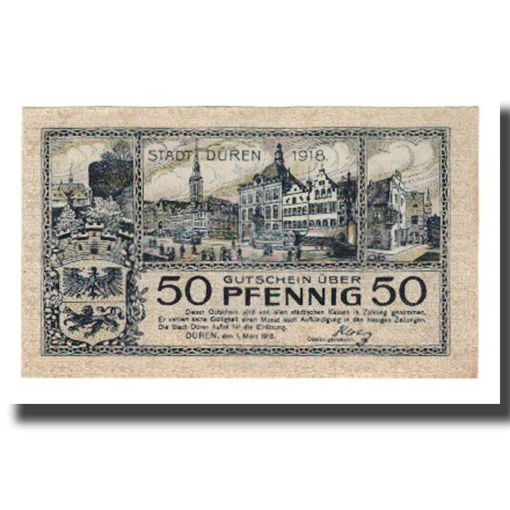 Banknote, Germany, Duren Stadt, 50 Pfennig, personnage 2, 1918, 1918-03-01