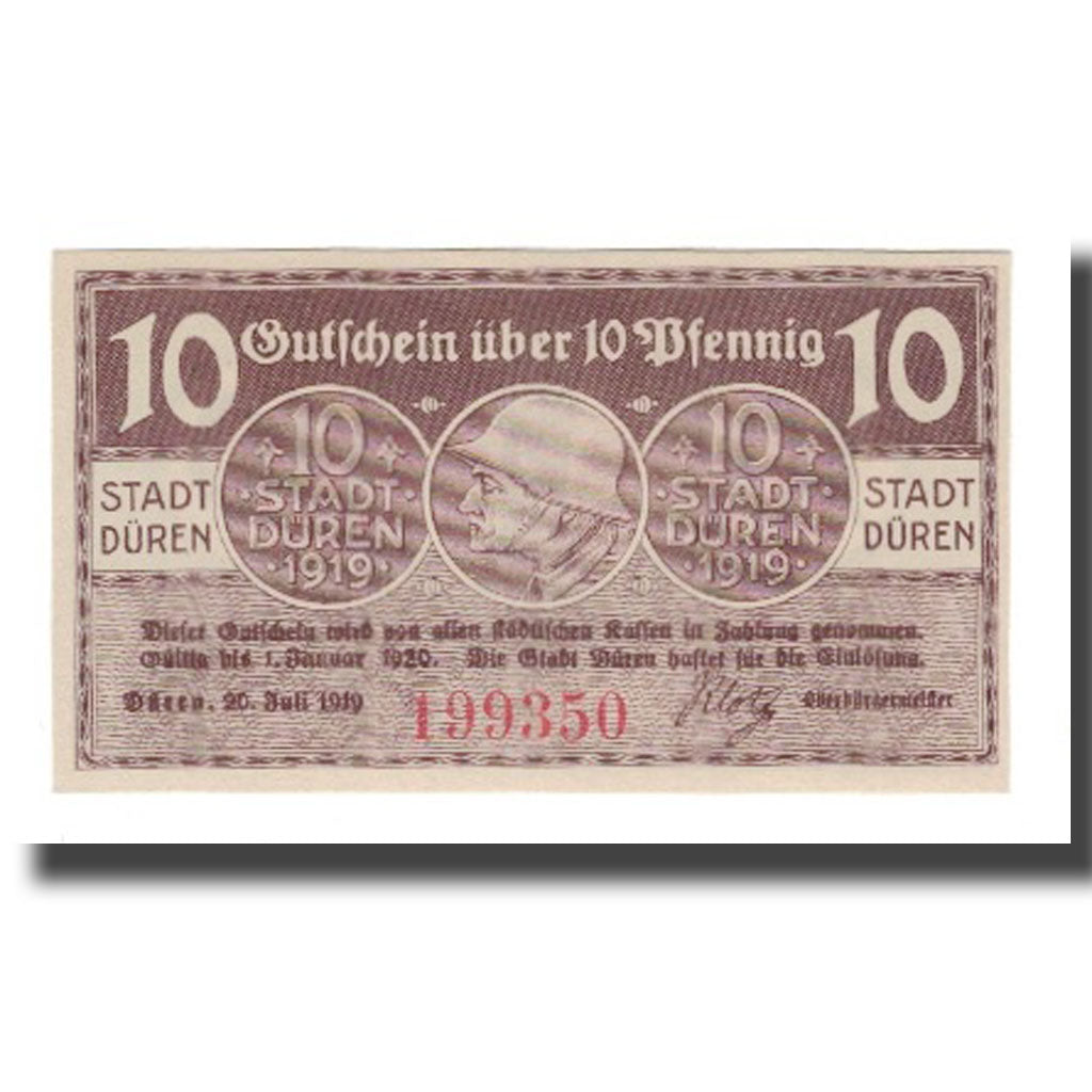 Banknote, Germany, Duren Stadt, 10 Pfennig, valeur faciale 1, 1920, 1920-01-01