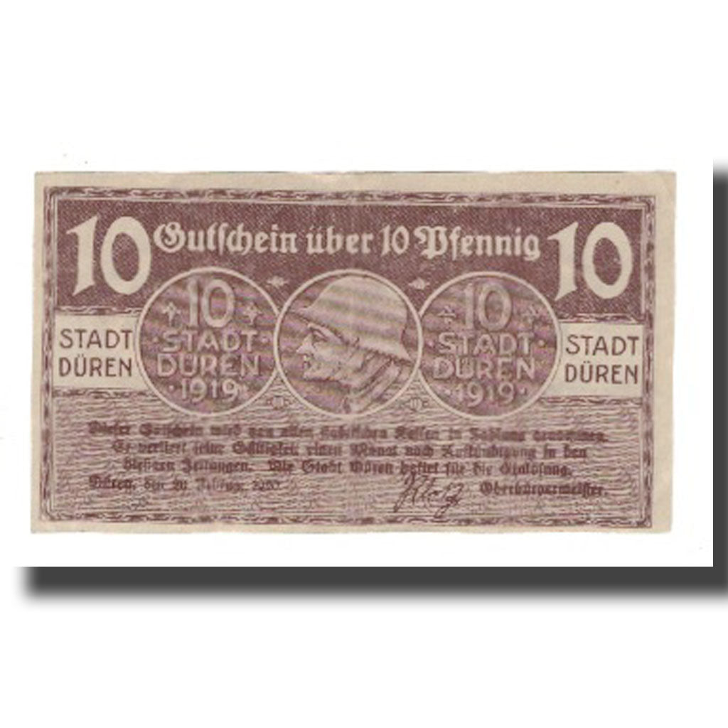 Banknot, Niemcy, Duren Stadt, 10 Pfennig, valeur faciale 1, 1920, 1920-02-20
