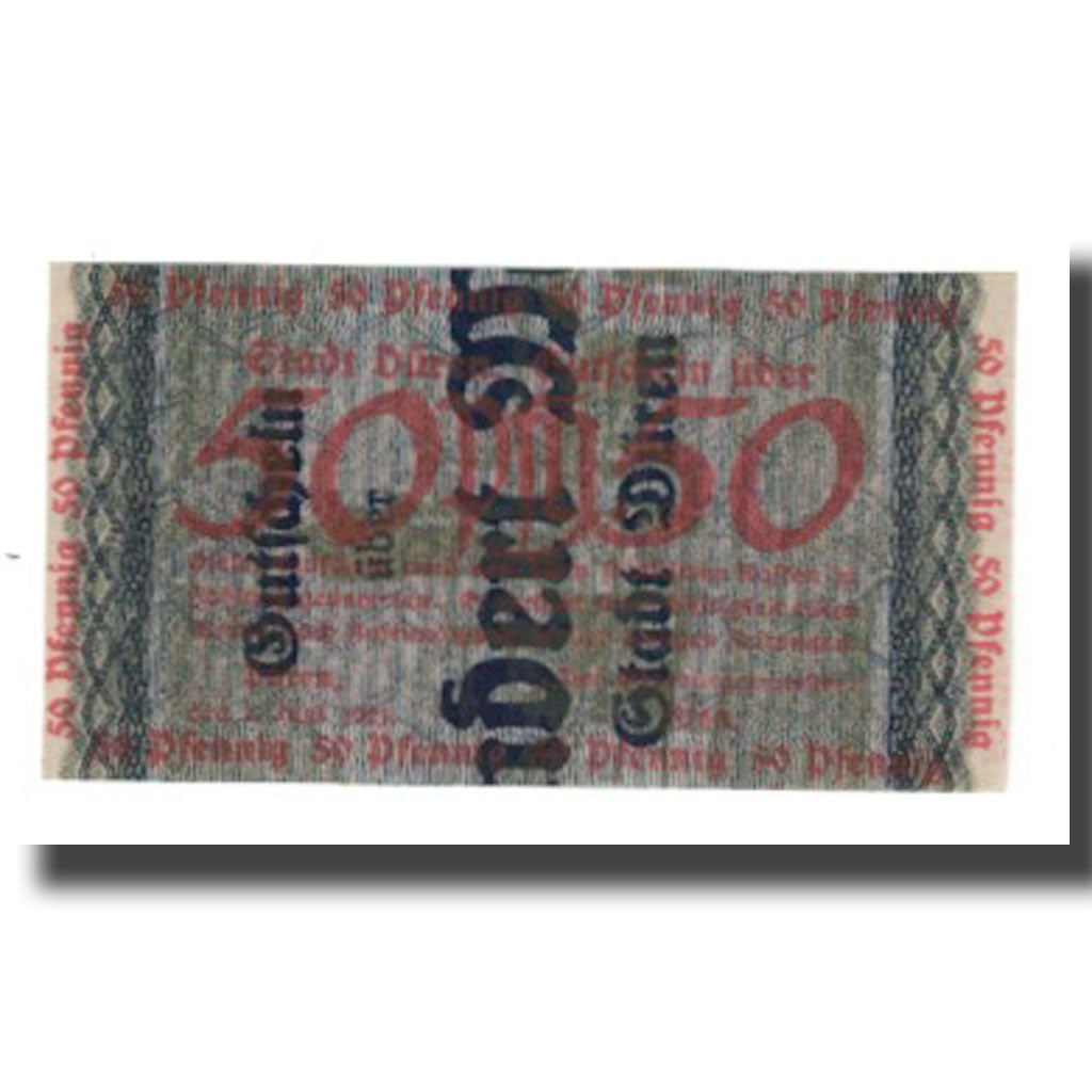 Nota, Alemanha, Duren Stadt, 50 Pfennig, valeur faciale 1, 1921, 1921-06-01