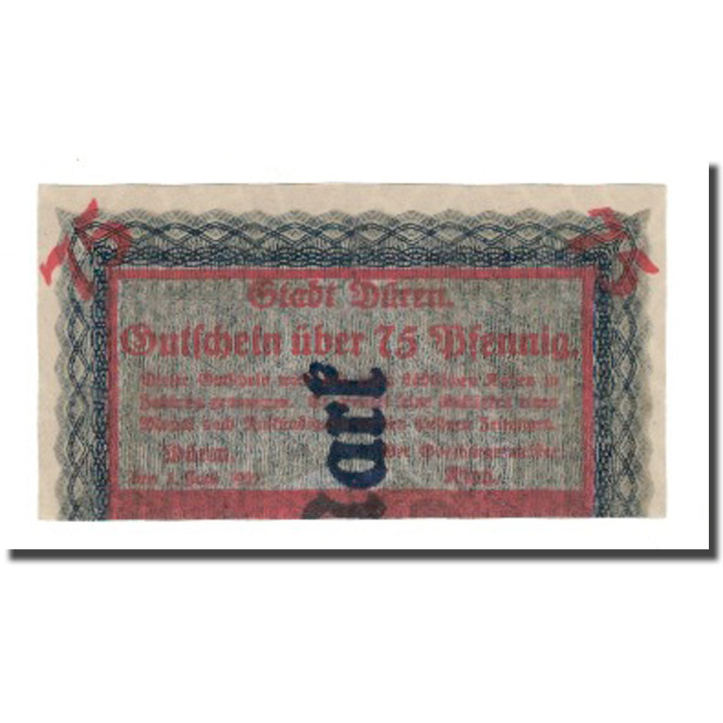 Banknote, Germany, Duren Stadt, 75 Pfennig, valeur faciale 2, 1921, 1921-06-01
