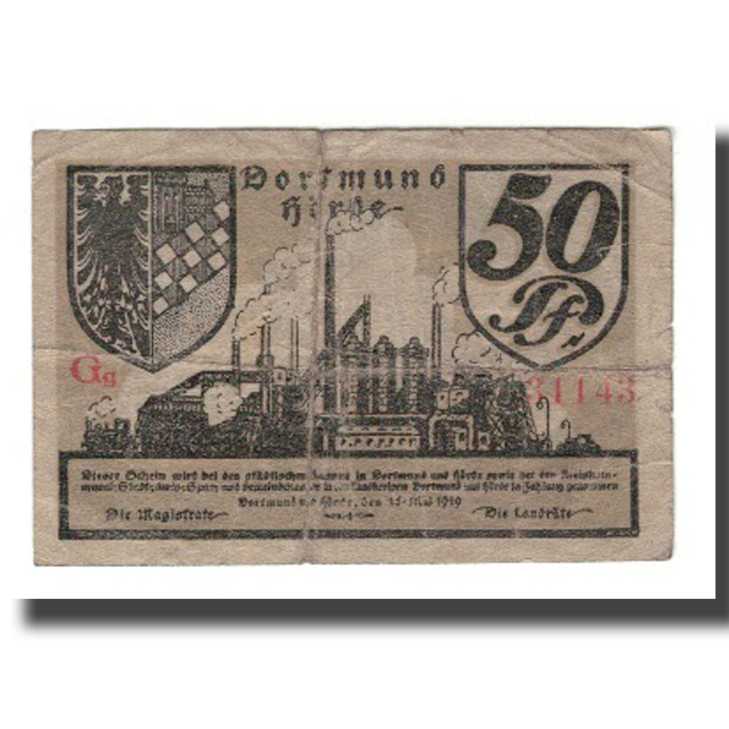 Billet, Allemagne, Dortmund und Hörde Städte und Kreise, 50 Pfennig, valeur