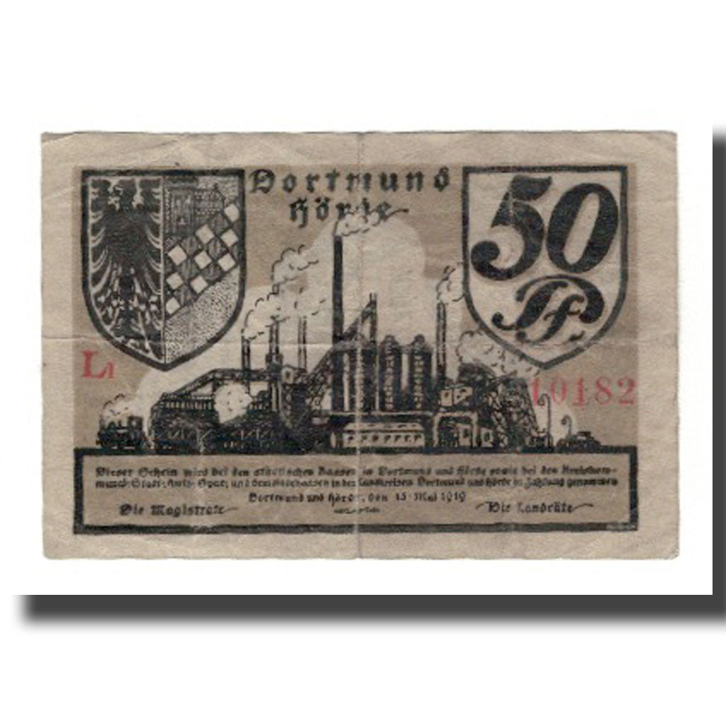 Billet, Allemagne, Dortmund und Hörde Städte und Kreise, 50 Pfennig, valeur