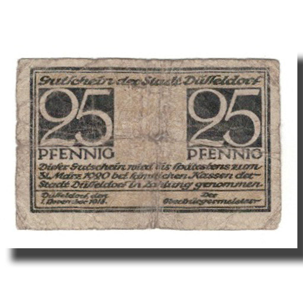 Biljet, Duitsland, Düsseldorf Stadt, 25 Pfennig, Texte, 1920, 1920-03-31, B