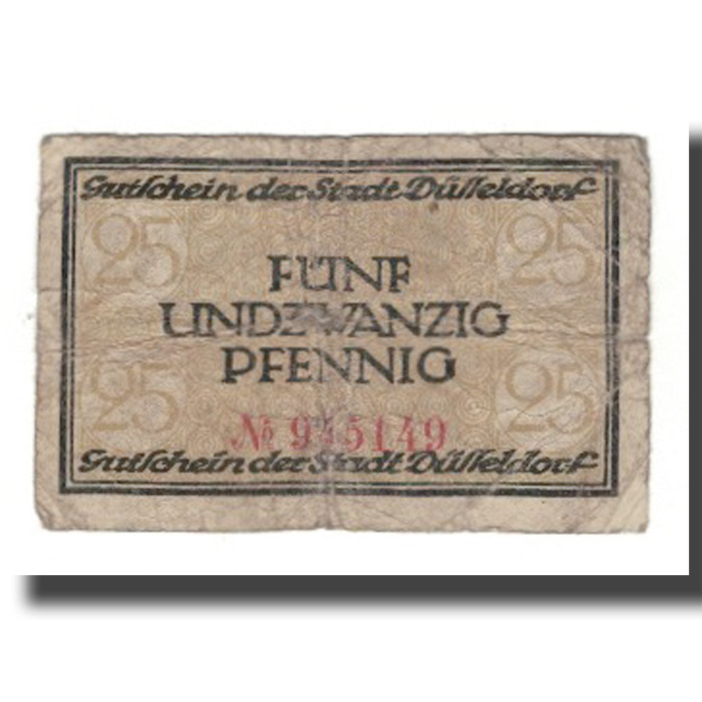 Biljet, Duitsland, Düsseldorf Stadt, 25 Pfennig, Texte, 1920, 1920-03-31, B