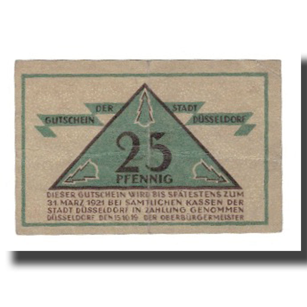 Geldschein, Deutschland, Düsseldorf Stadt, 25 Pfennig, valeur faciale, 1921