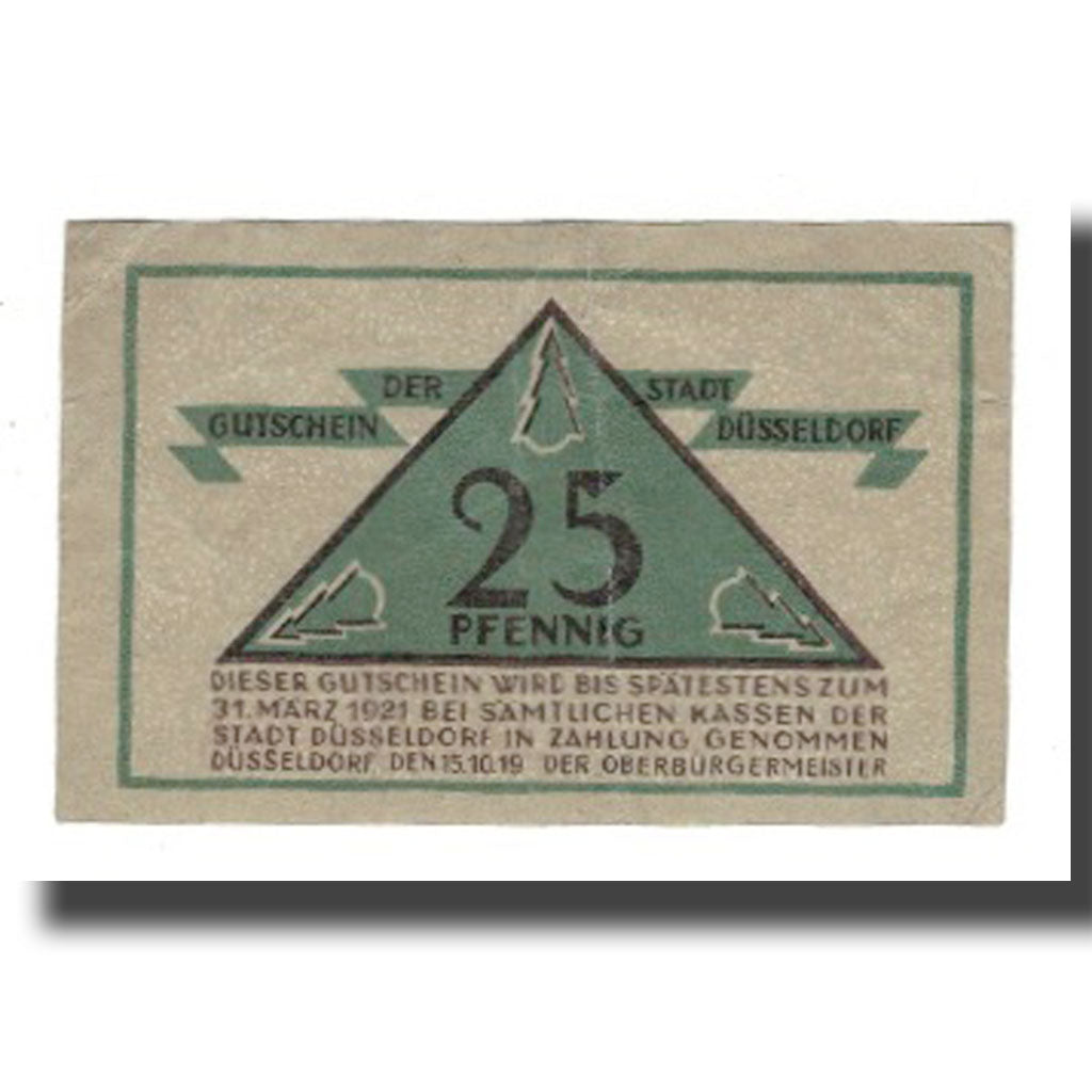 Geldschein, Deutschland, Düsseldorf Stadt, 25 Pfennig, valeur faciale 1, 1921
