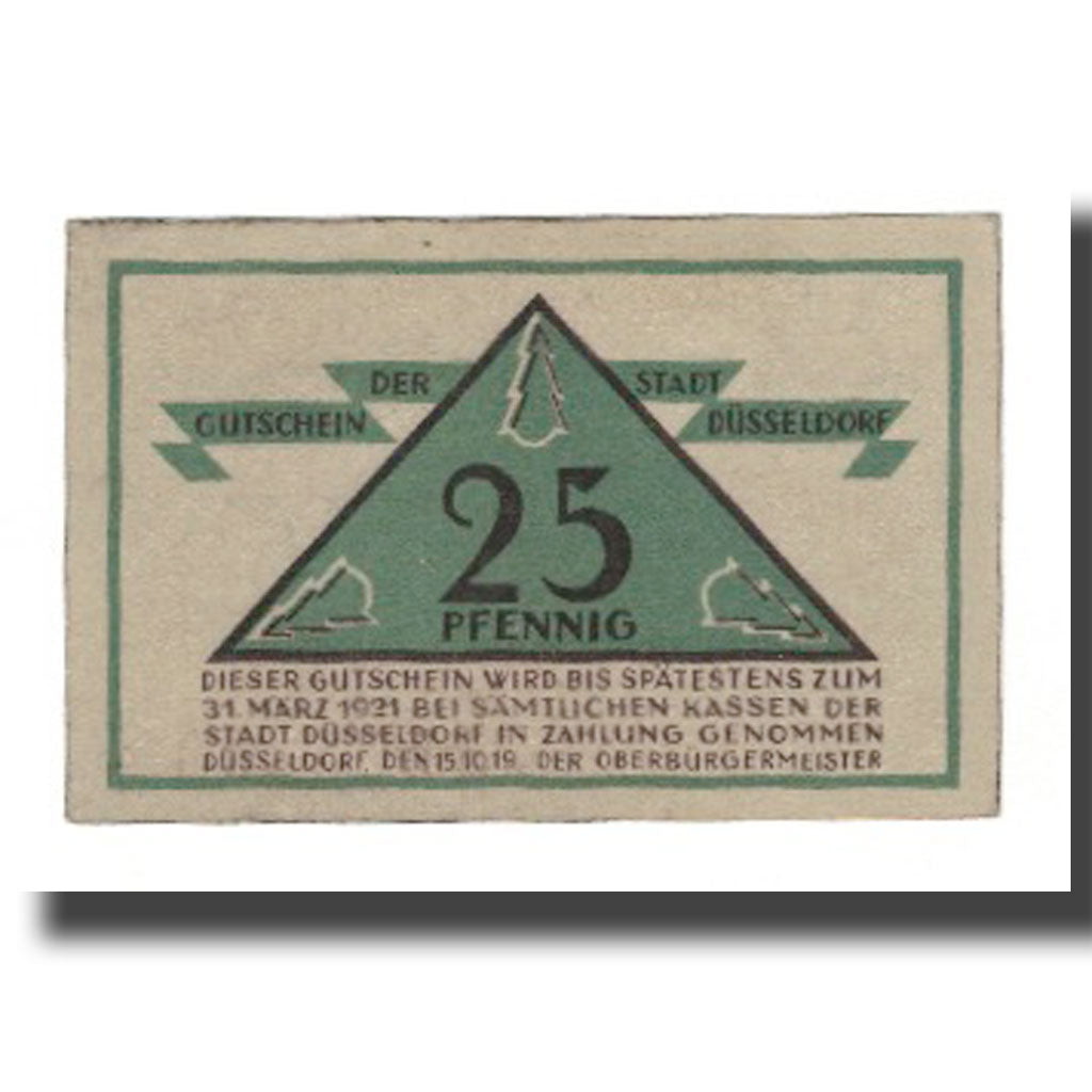 Banknote, Germany, Düsseldorf Stadt, 25 Pfennig, valeur faciale 2, 1921
