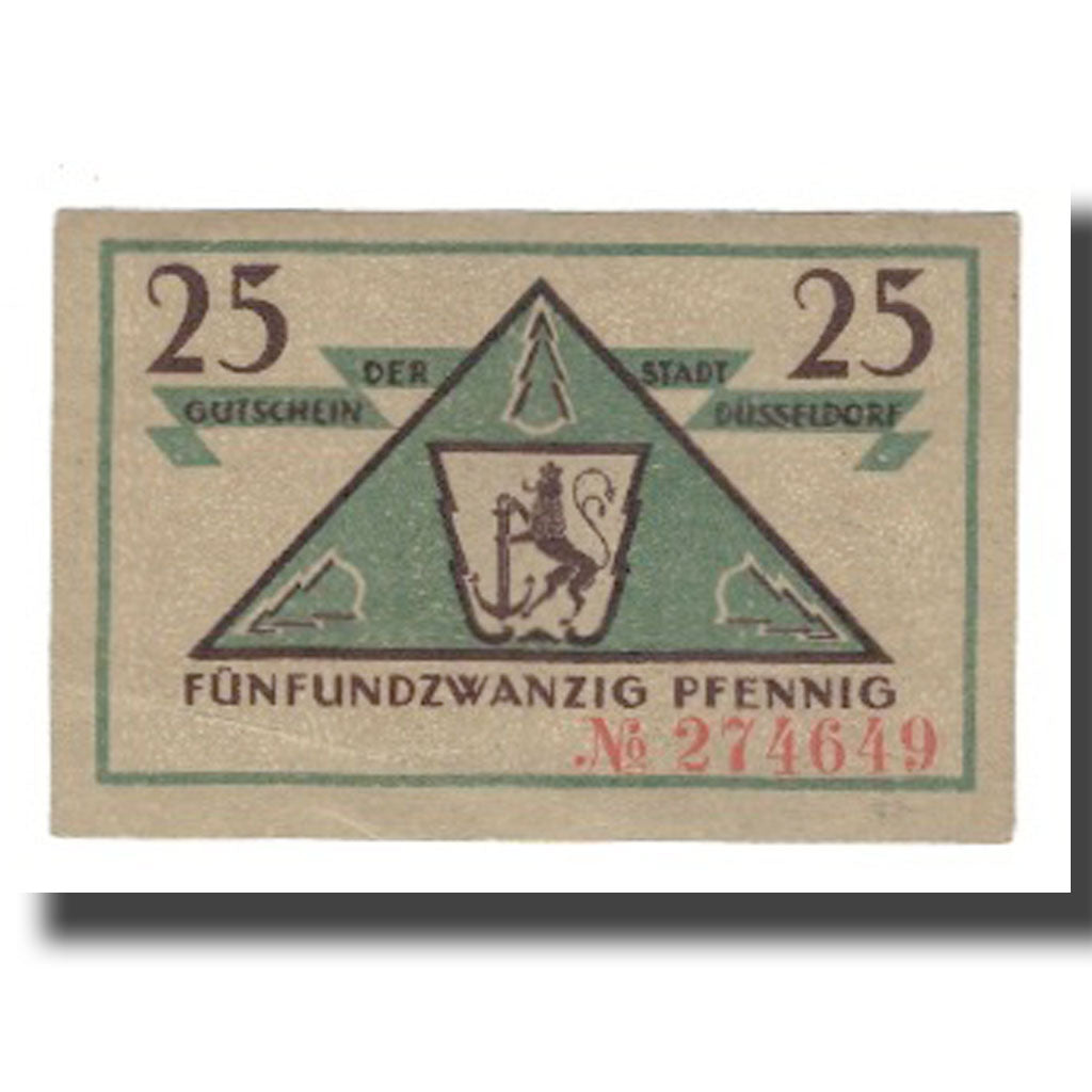 Geldschein, Deutschland, Düsseldorf Stadt, 25 Pfennig, Valeur faciale 3, 1921