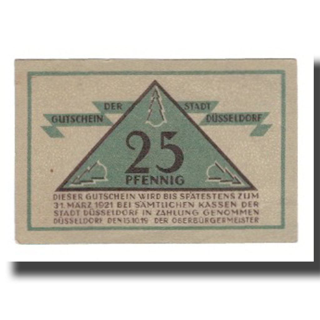 Geldschein, Deutschland, Düsseldorf Stadt, 25 Pfennig, Valeur faciale 3, 1921