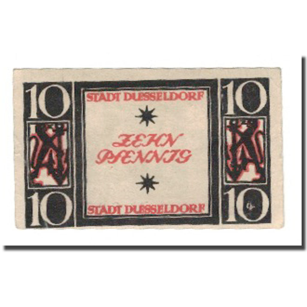 Nota, Alemanha, Düsseldorf Stadt, 10 Pfennig, valeur faciale, 1921, 1921-03-31